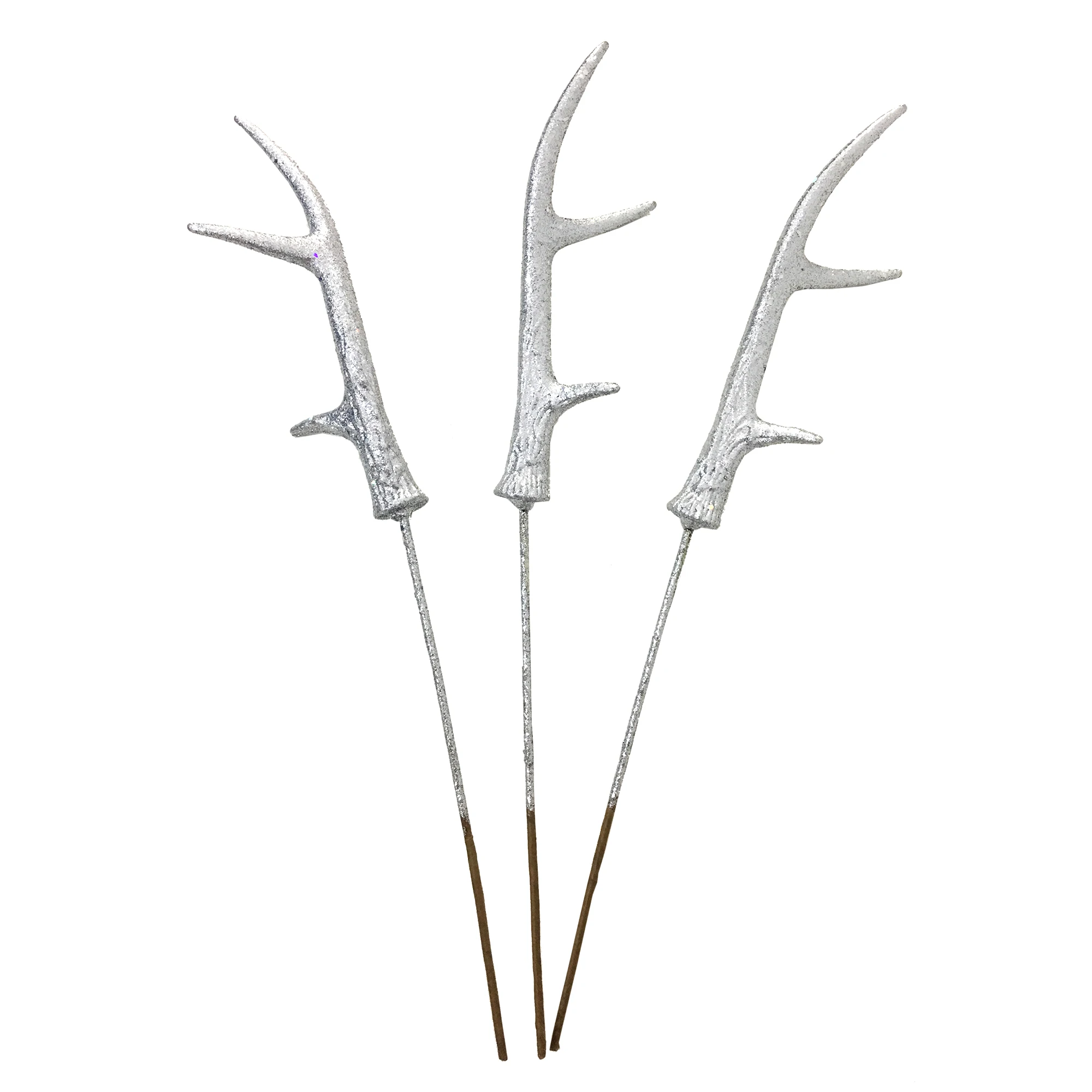 Hot Selling Plastic Heavy Glitter Reindeer Antler Pick Xmas Glitter Pick Home Decor Artificial Reindeer Antler Pick Ornament