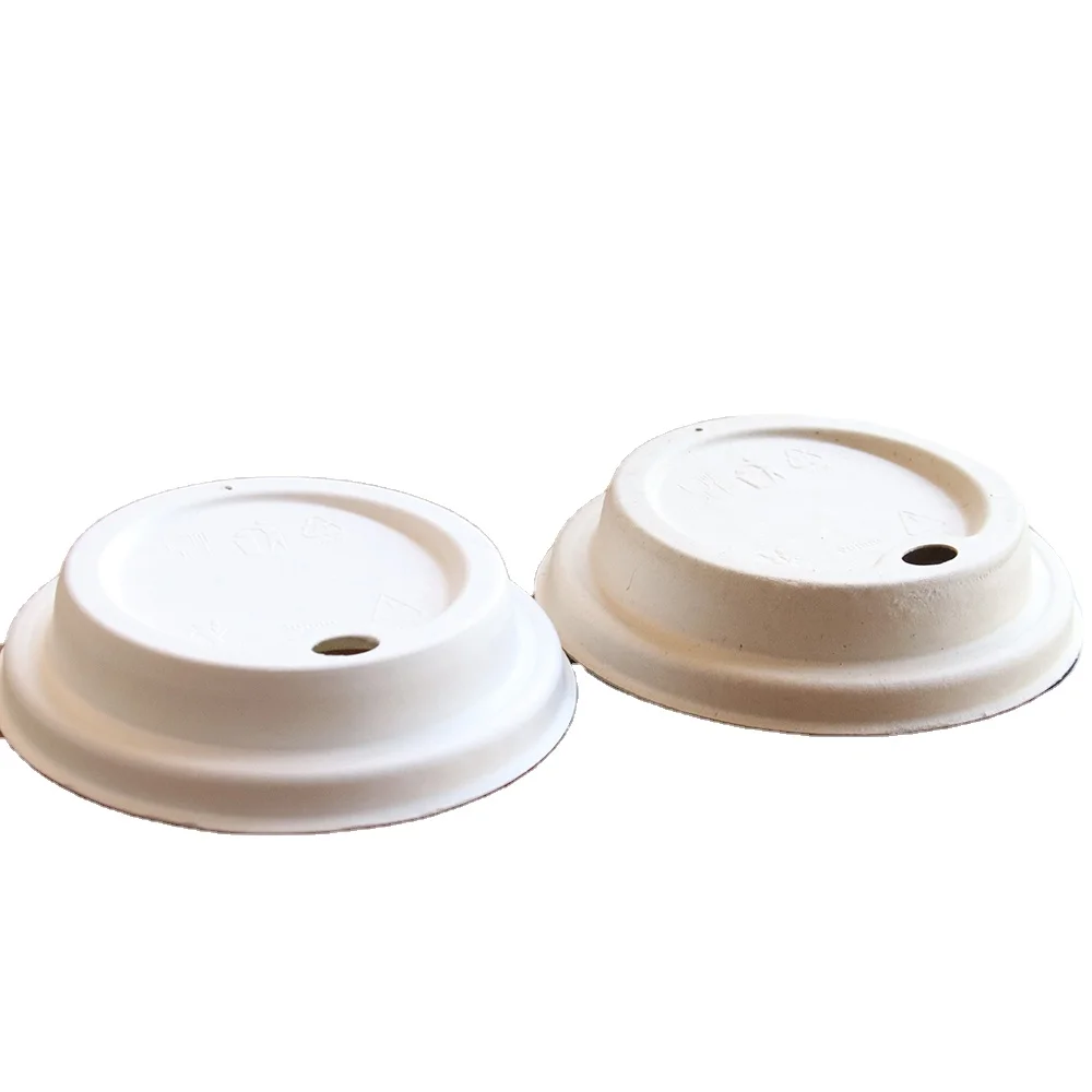 Disposable Bagasse Coffee Cup with Lid Eco-Friendly Dinnerware & Tableware