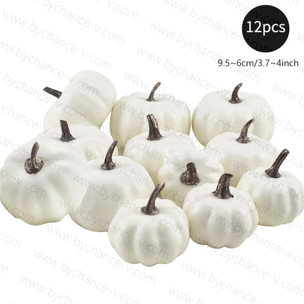 inspired Autumn vibrant Fall soft neutrals ornaments 12pcs DIY white pumpkin centerpieces for Thanksgiving Day party event decor