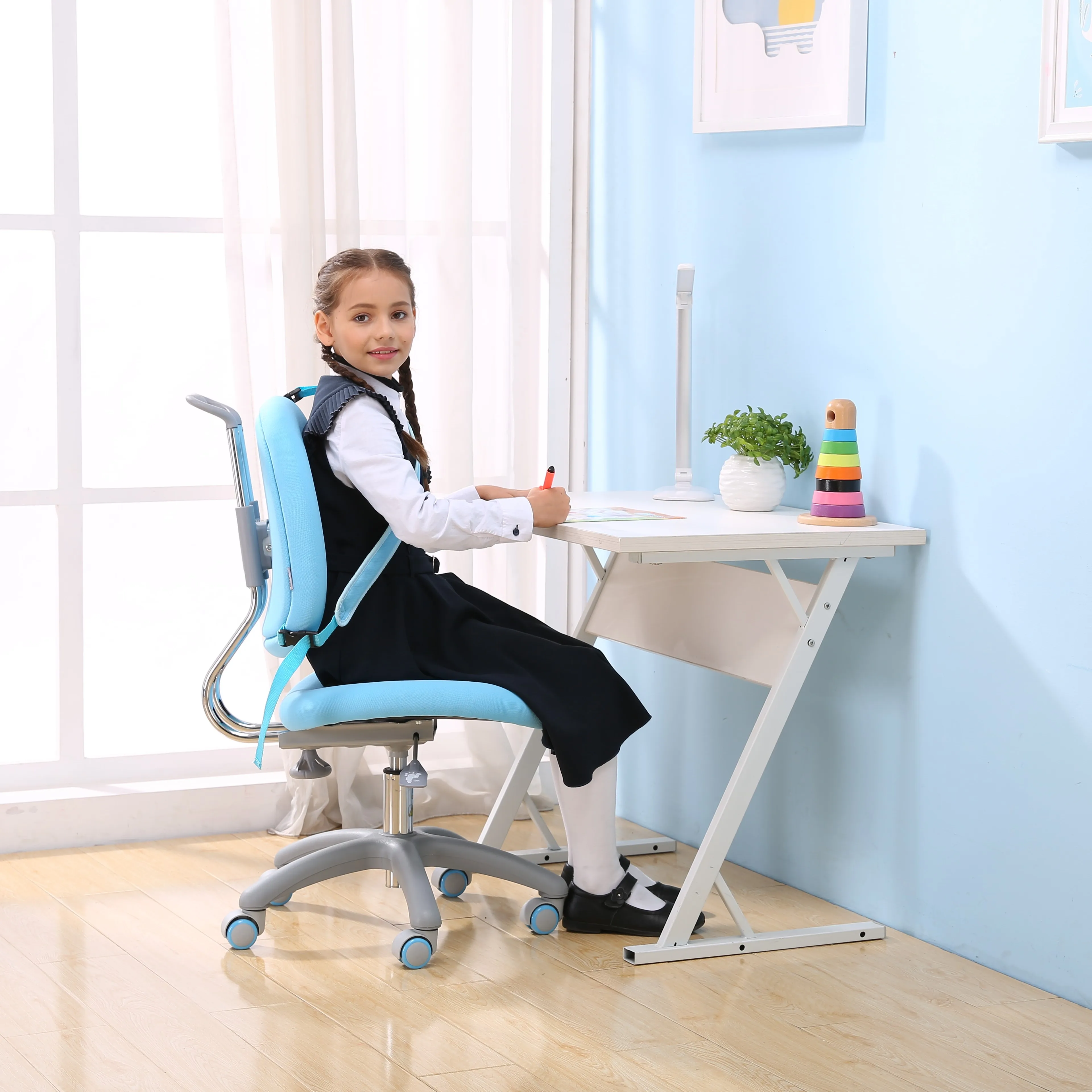 
Wholesale Children Baby Furniture Sponge Fabric Seat Kids Swivel Study Learning Table Chair 