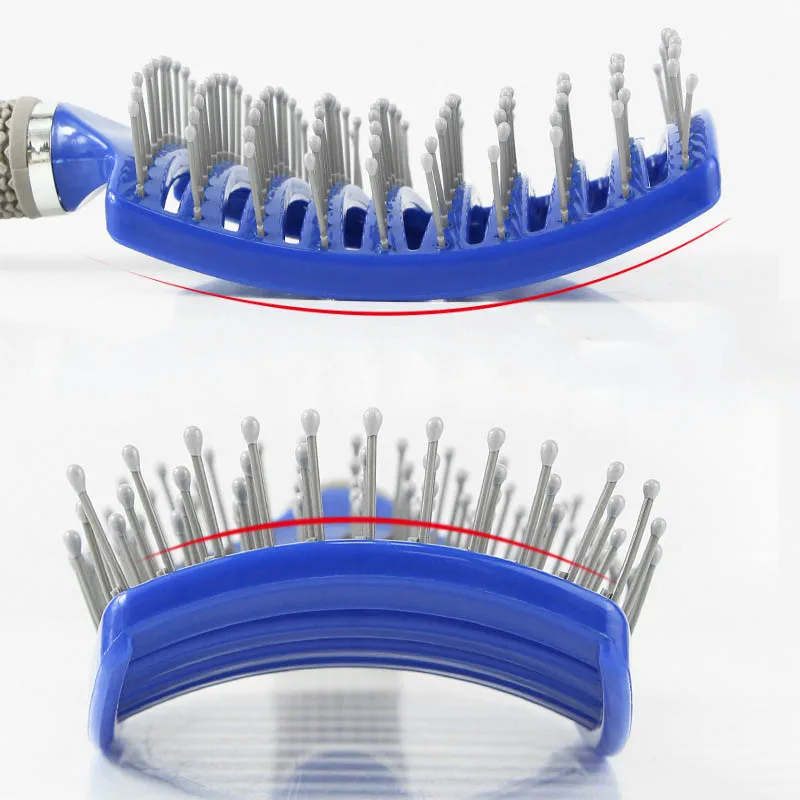 New Style Customize Logo Big Curved Comb Oil Head Curly Detangling Hair Brush Massage Scalp Brush Hairdressing Styling Tools