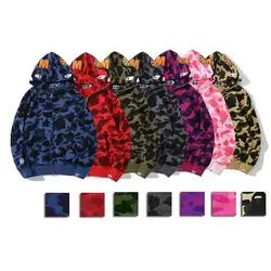 Hip Hop Casual Luxury 80% Cotton 20% Polyester Heavy Weight Sudadera Con Capuchas Unisex Luxury Bape Full Zip Up Hoodies