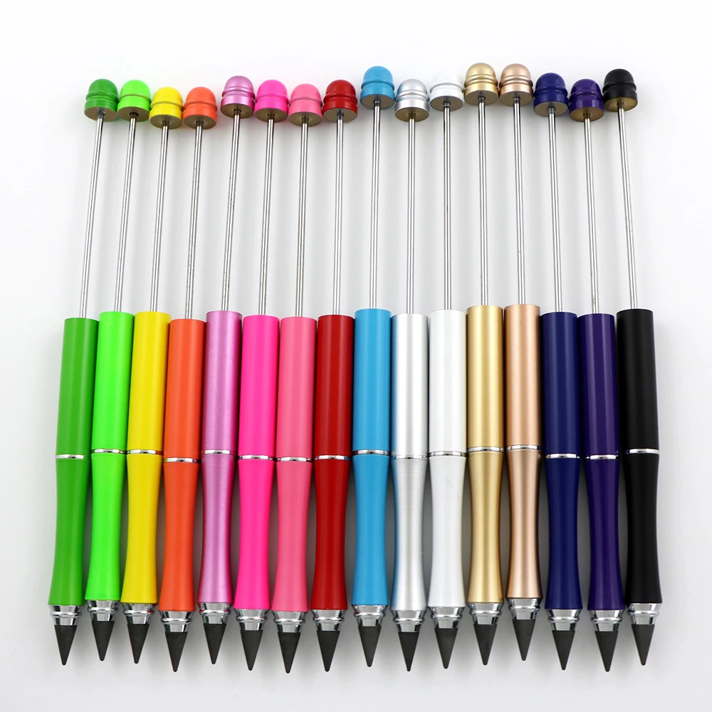 Beadable Lapiceros Forever Endless Pencils Lead DIY Neon Round Toppers Beadable Infinite Pencil With Eraser