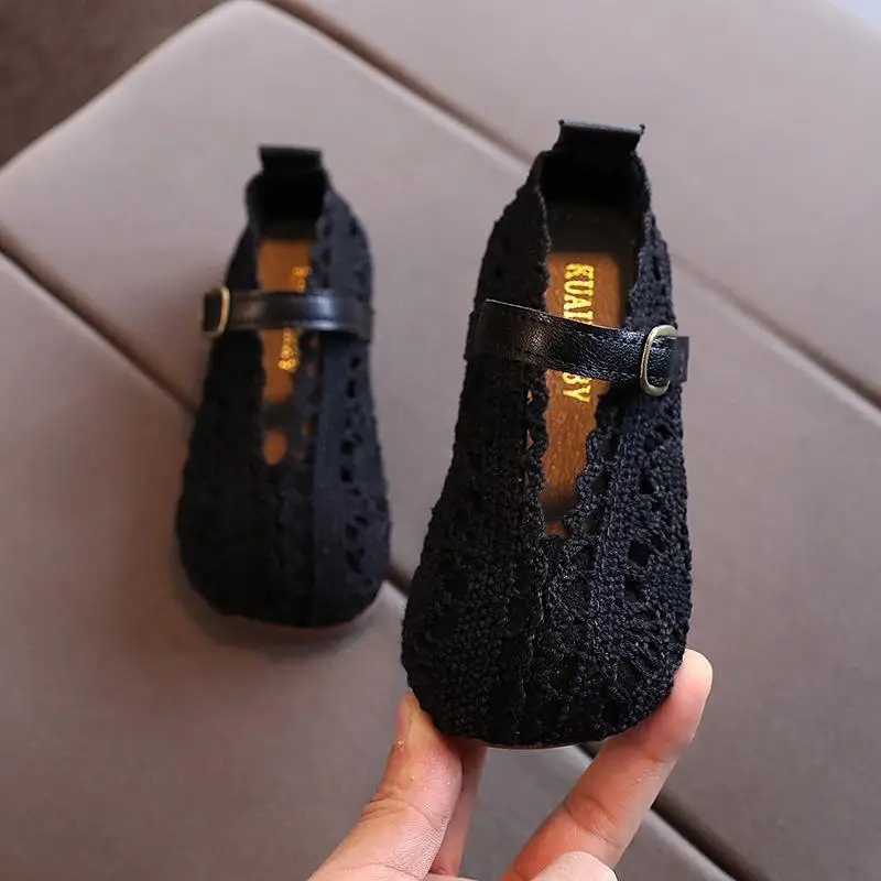 Тканые Сандалии корейская мода детская дышащая мягкая подошва кружевная обувь для принцессы на осень