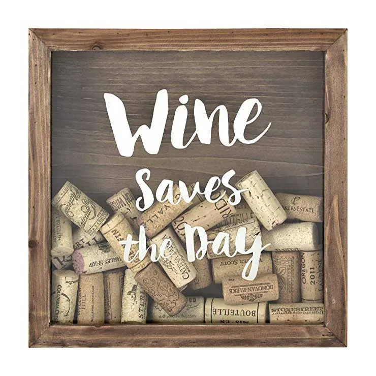Wine Cork Holder Frame  Shadow Box Storage Collector Home Decor Fashionable Brown Wine Stopper Shadow Box Frame With Glass