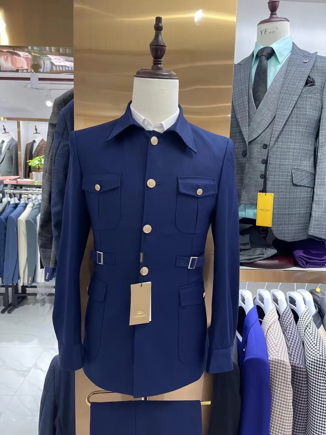 Gray Men Suits Zhongshan For Wedding Groom Tuxedo Prom Blazer 2 Pieces Business Formal Suit Jacket+Pants Tailor Made