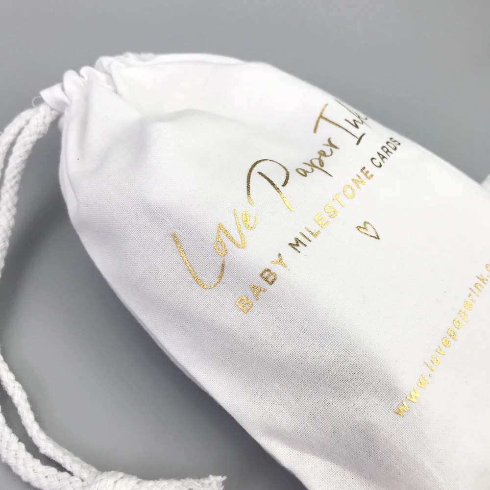 wholesale custom gold foil logo cotton clothes Manufacturer Bag Portable Travel Storage Pouch Drawstring Dust Bags