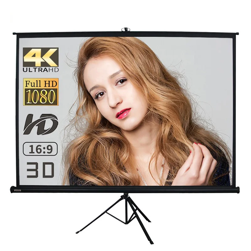 100 120 inch Fast Fold Home Outdoor Stand Tripod Projector Screen Portable Projection Screen
