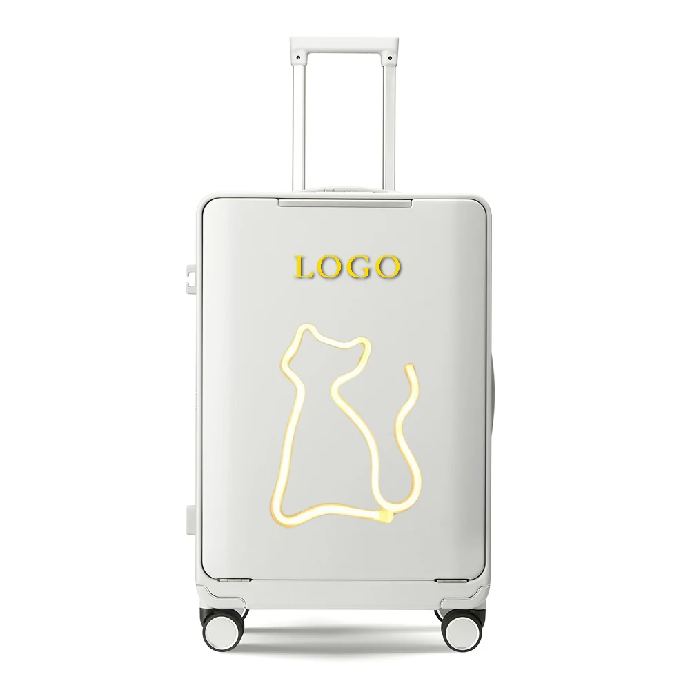Eye-Catching Brand Promotion LED Luggage Accept Customized Trademark Pure Bayer PC High-End Quality Suitcase