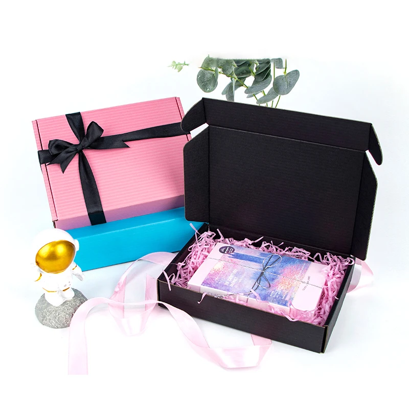 Luxury Design Private Label Corrugated Board Wig Weave Packaging Hair Extension Paper Box With Silk ribbon