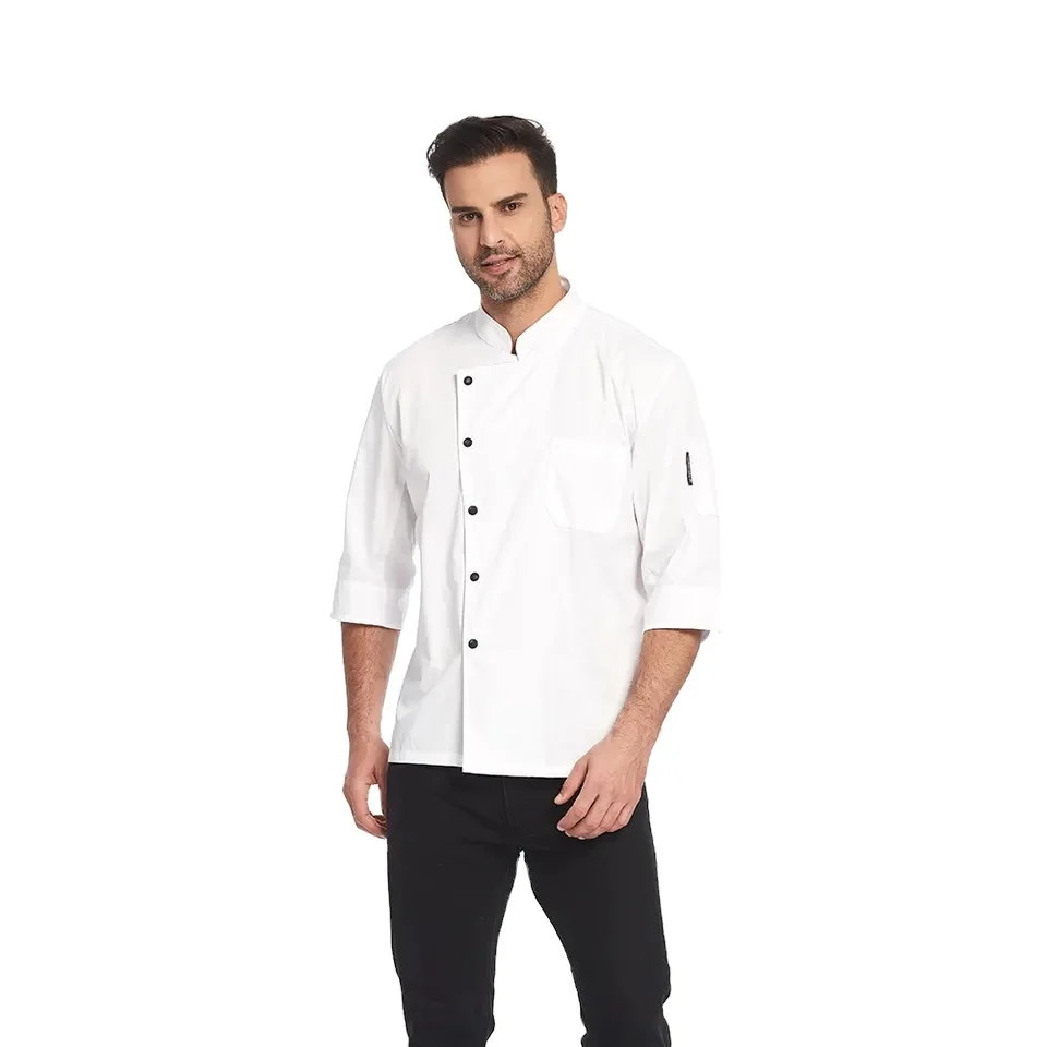 Custom cook Uniform Jacket Restaurant cafe bar Work Wear Button Closure Design costume chef coat