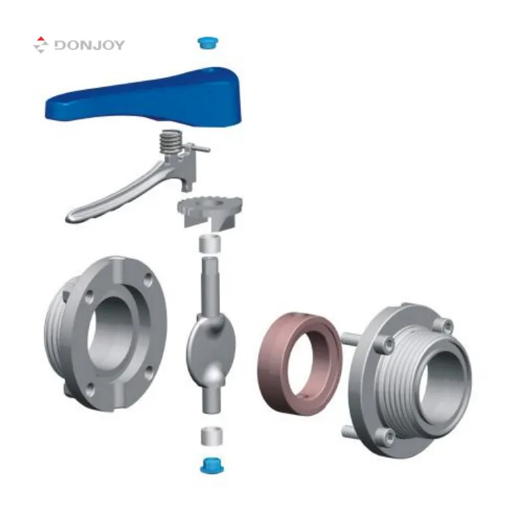  Тройной зажим DONJOY 304 316L ручной эксцентриковый клапан-бабочка ss