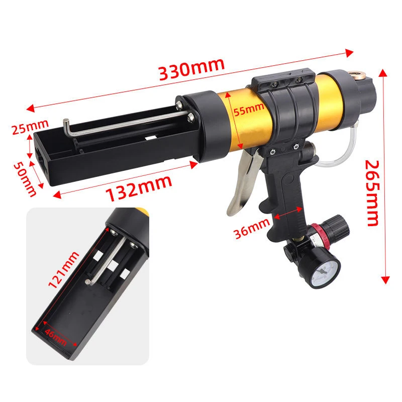 Pneumatic 50ml Air Dispensing Cartridge Gun for 1: 1 AB Plastic Tube
