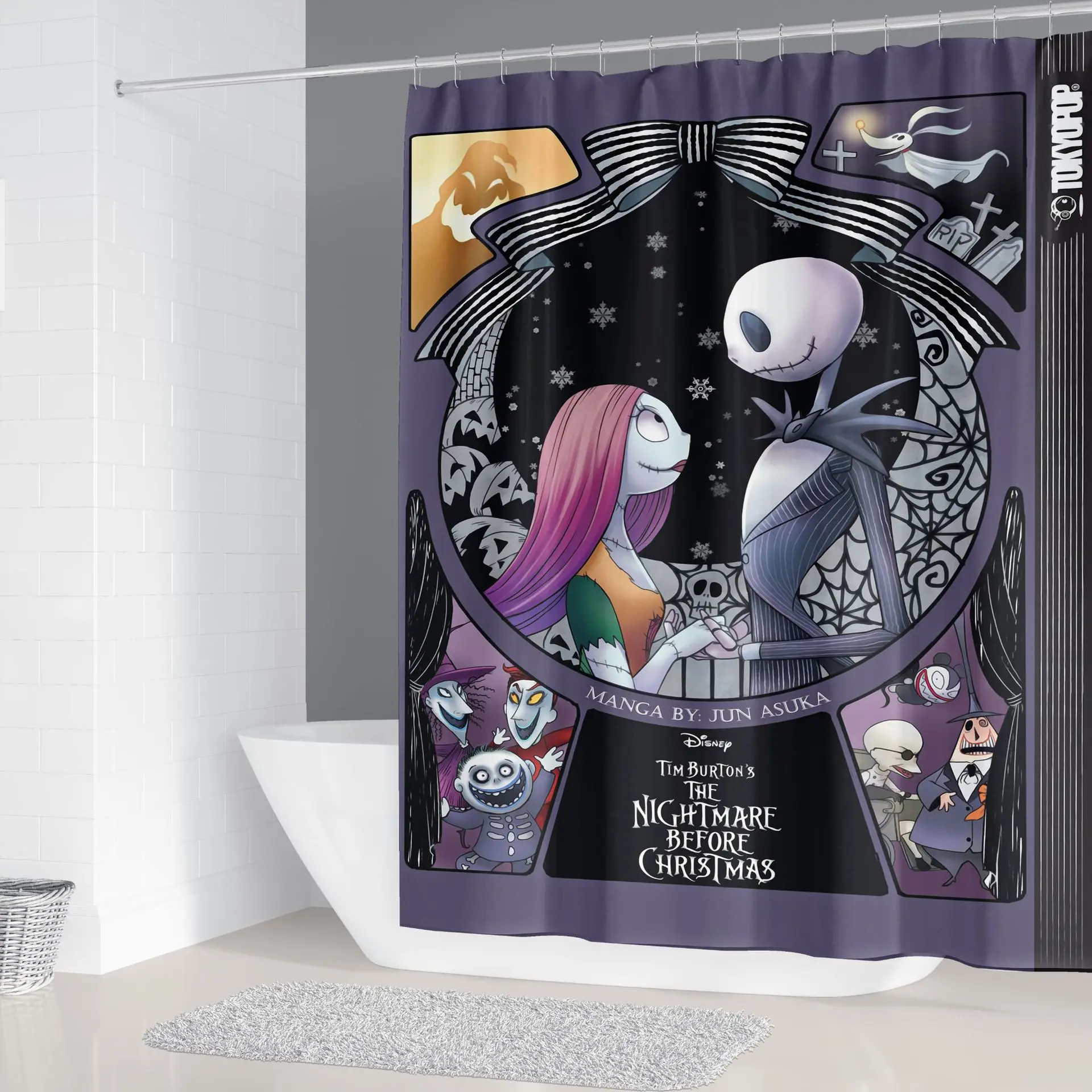 Jack Skellington 4 шт. коврики для ванной комнаты чехол унитаза коврик набор занавесок