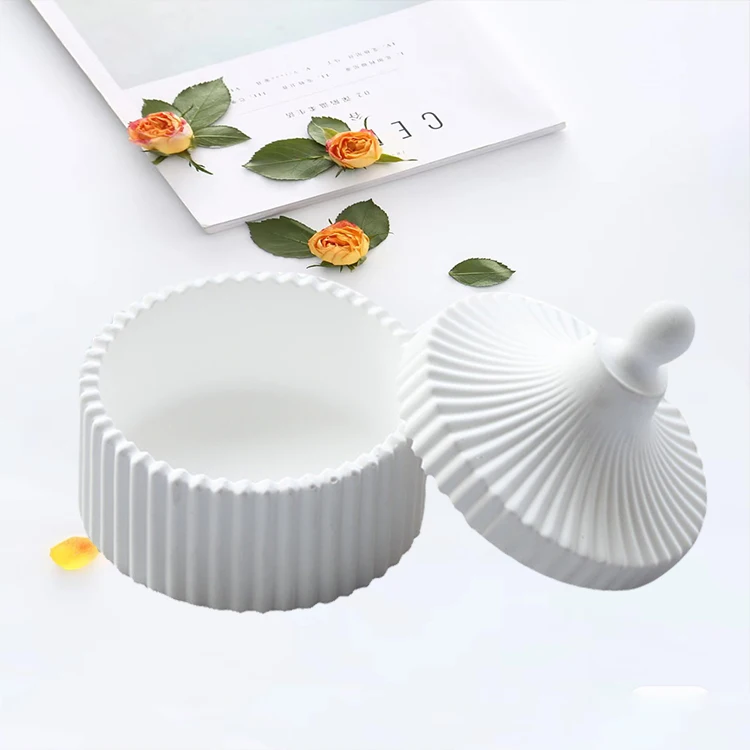 delicate matte white Mongolian Shape glass candle cup for home decoration with Ger glass lid