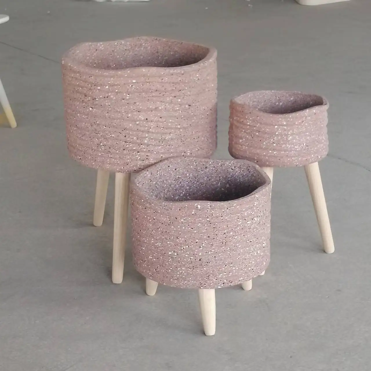 Marbled flower pots in various shapes for decorative