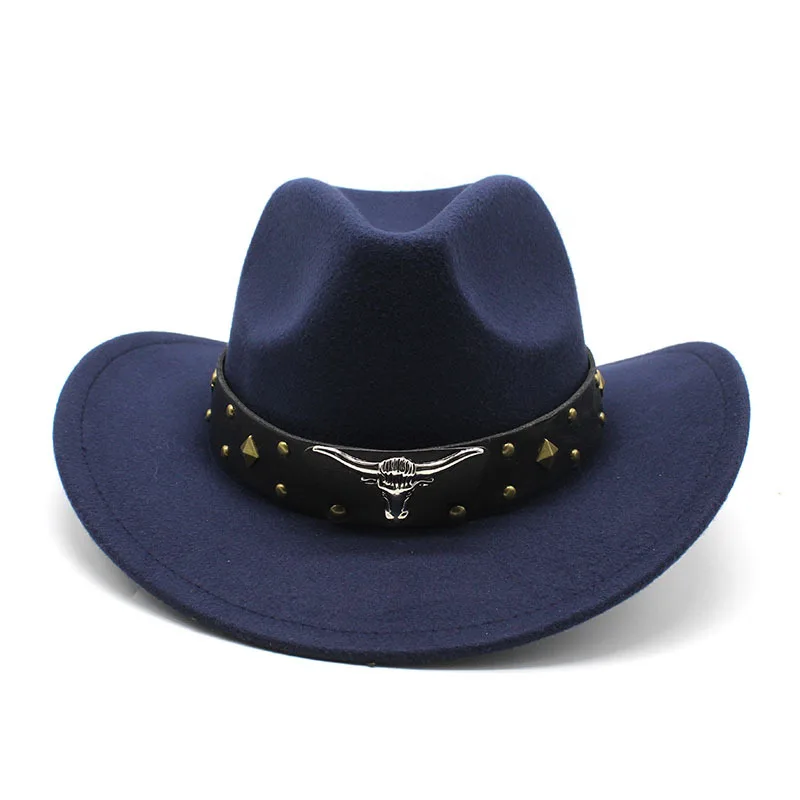 2024 new design cowboy western hat with belt decoration wholesale fashion felt cowboy hats for men