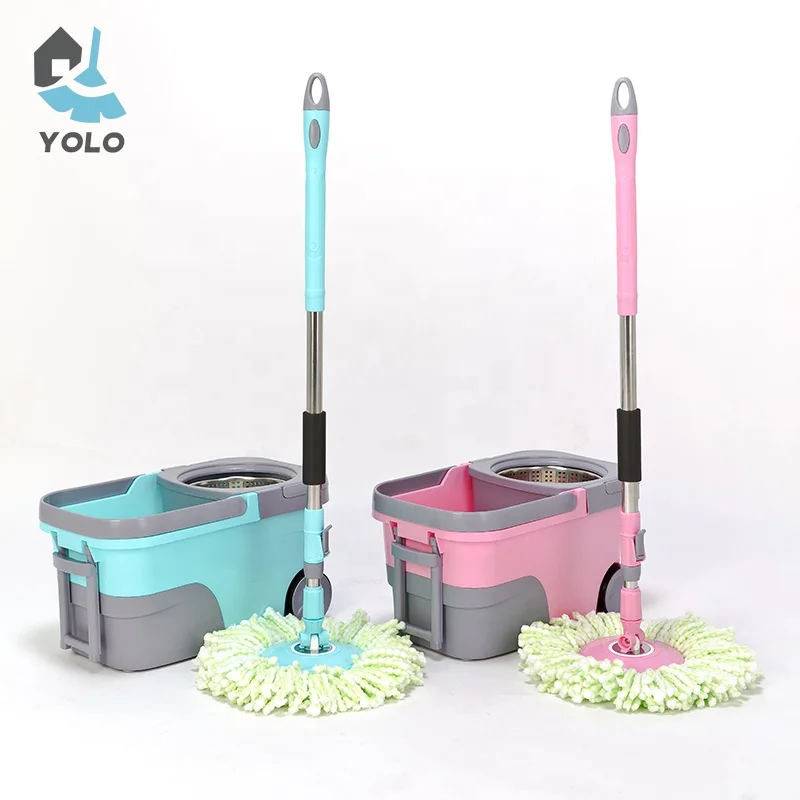 Yolo Spinning Mop with Bucket Set Easy Wring Floor Mop with Wheels 360 Degree Rotating Mop for Home Cleaning