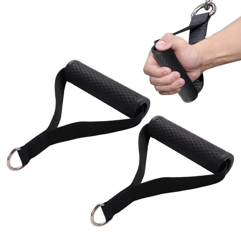 Cable Machine Attachments Resistance Bands Handles with Solid ABS Core Grips Fitness Strap Stirrup Handle Silicon Grip