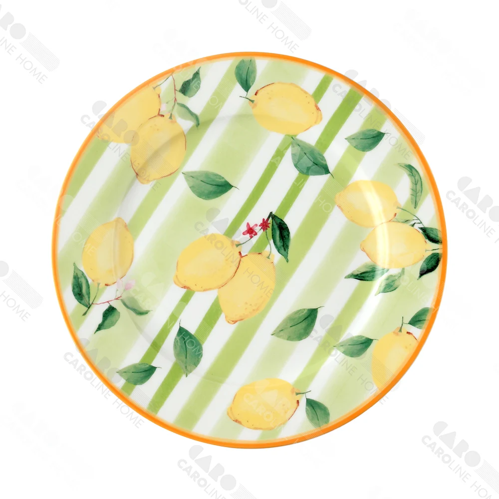 Caroline Design ceramic tableware, fruit collection, lemon patterned plate, custom design pattern