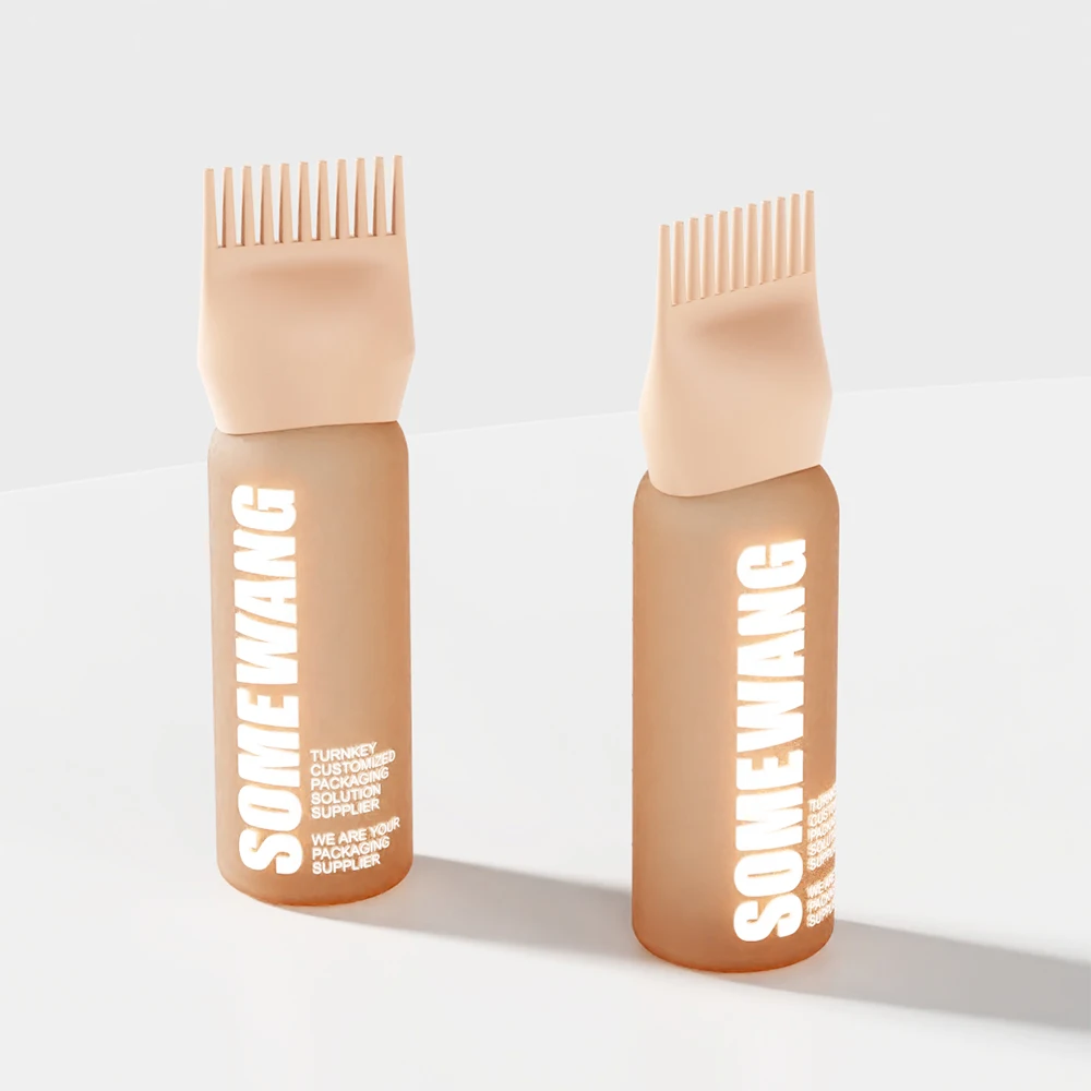 Wholesale 180ml PE Plastic Hair Oil Bottle with Comb Smooth Root for Cosmetics & Scalp Hair Skincare Use