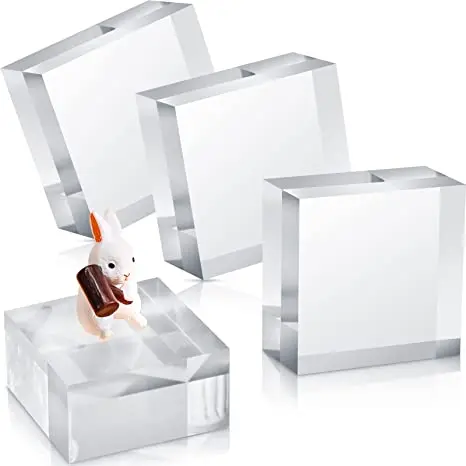 Acrylic square display block transparent polished cube jewelry display stand ring display stand base