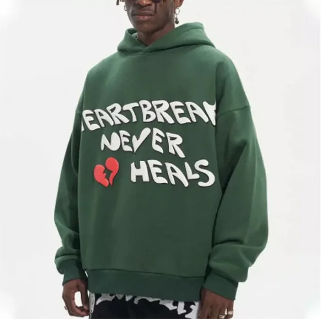 Custom Logo 3D Embossed No Drawstrings Sweatshirt Sport 360 GSM Fleece wear Hoodie