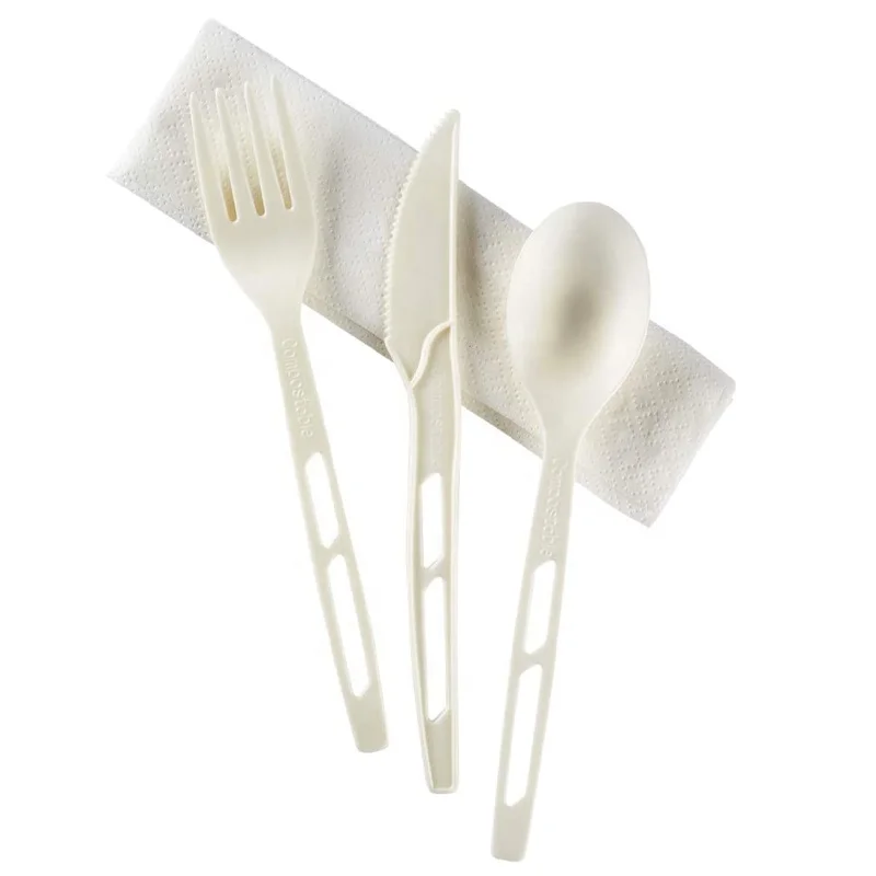 100% Biodisposable Custom Cpla Cookware Cutlery Sets Individually Packaging 100% Pla Tableware For Restaurant Party