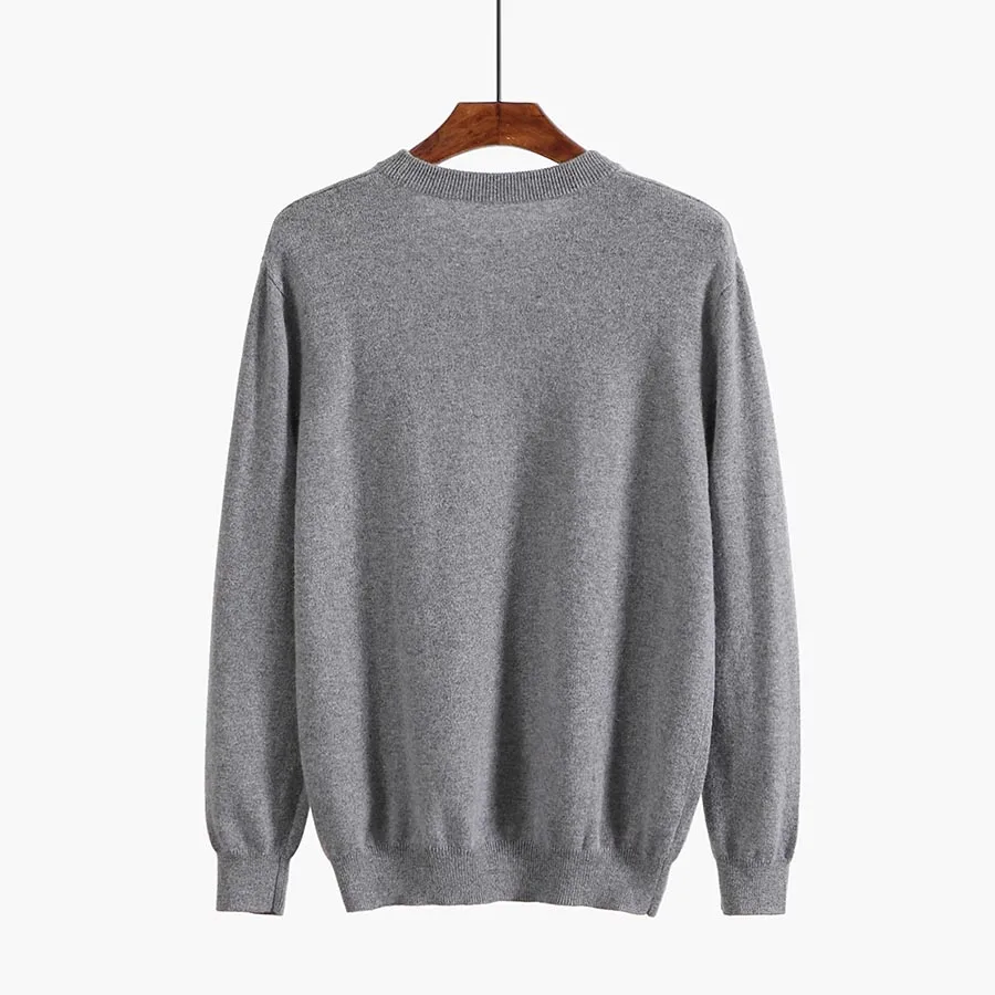 Custom long sleeve knitted solid color men pullover Merino wool sweater