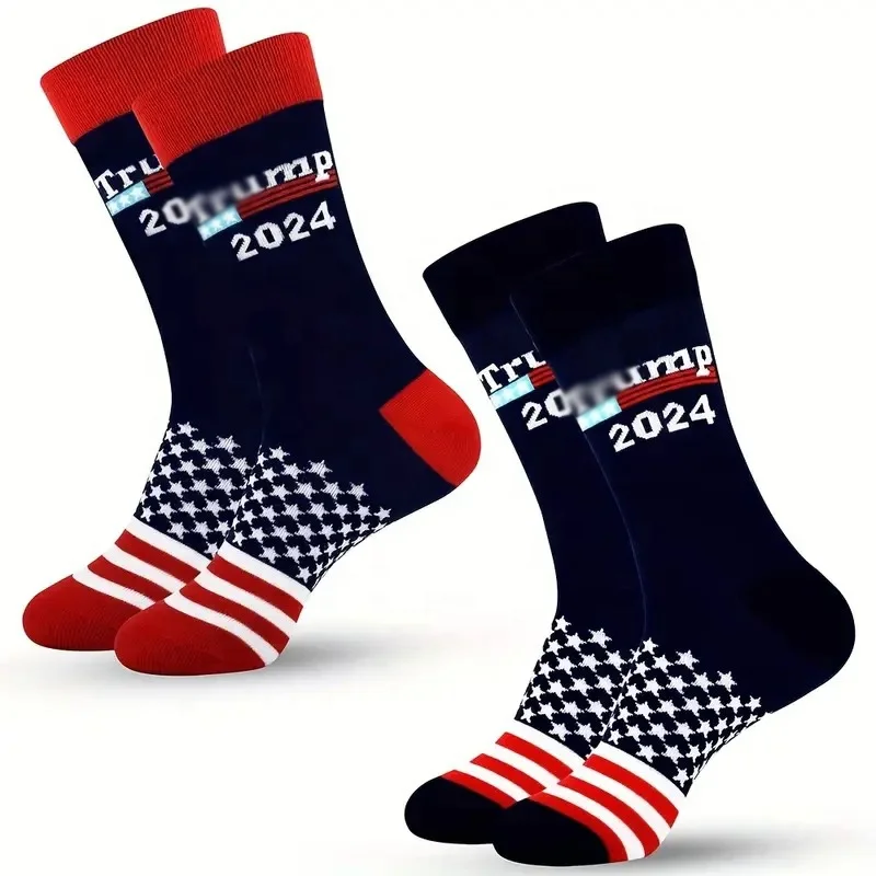 2024 New Arrival Unisex Cotton Striped Crew Socks American Flag USA Sock