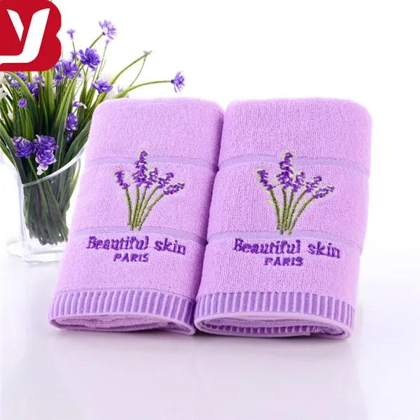 34 x 74cm Soft Embroidery Lavender cotton towel for super market