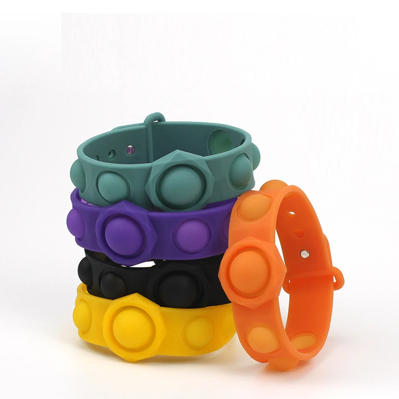 
Amazon Hot Selling Rainbow Silicone Push Ring Toy Bubble Ring Bracelet Bubble Bracelet Rainbow 