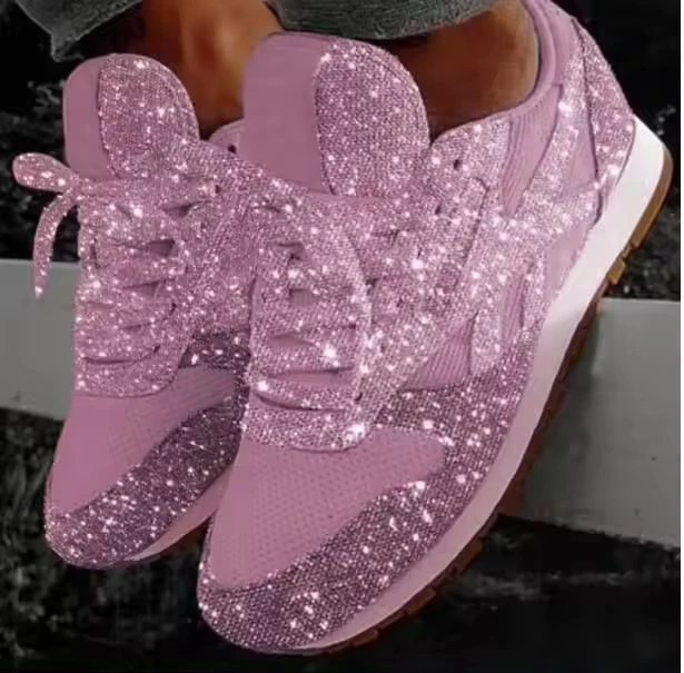 Summer Women Shining Sneakers New Casual Flat Ladies Vulcanized Shoes Breathable Lace Up Sneakers Outdoor Sport Shoes