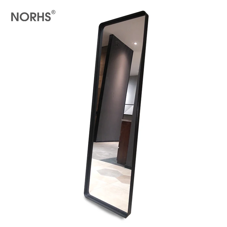 Norhs Antique Wrought Metal Framed Full Length Mirror Design in Black for Living Room