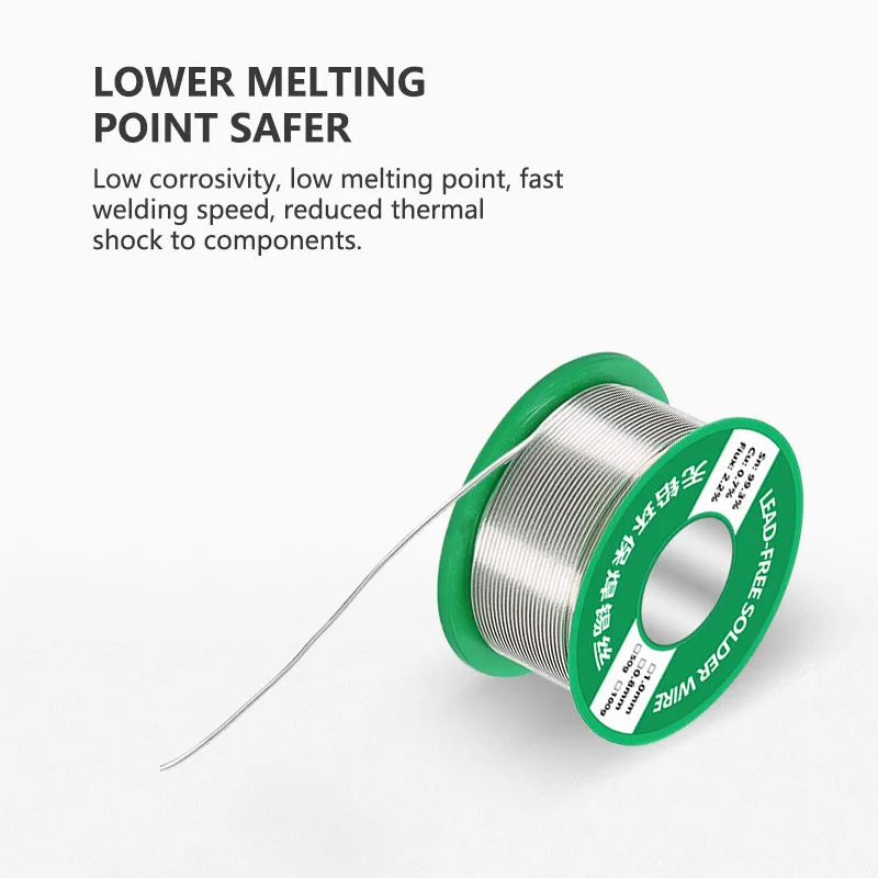 Lead-free Solder Wire Containing Rosin Environmentally Friendly Sn99.3 Solder Wire Wholesale 0.8 1.0mm 50G 100G Smooth Tin /