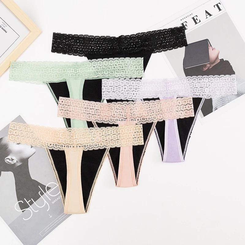 LEVEL 040 Custom logo t back thongs women Sexy 4 layers absorbent menstruation panties cotton women thong period panties