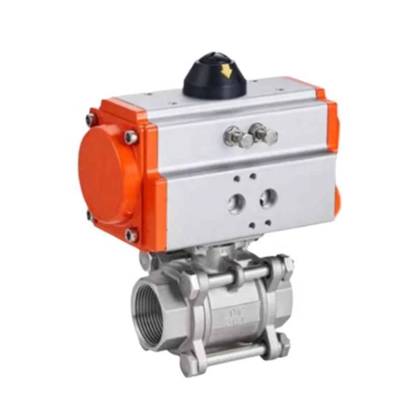 High Pressure DN25 1inch AC220V DC24V Stainless Steel 304 316 Three-Piece Pneumatic Ball Valve for Gas Media Welded Actuator