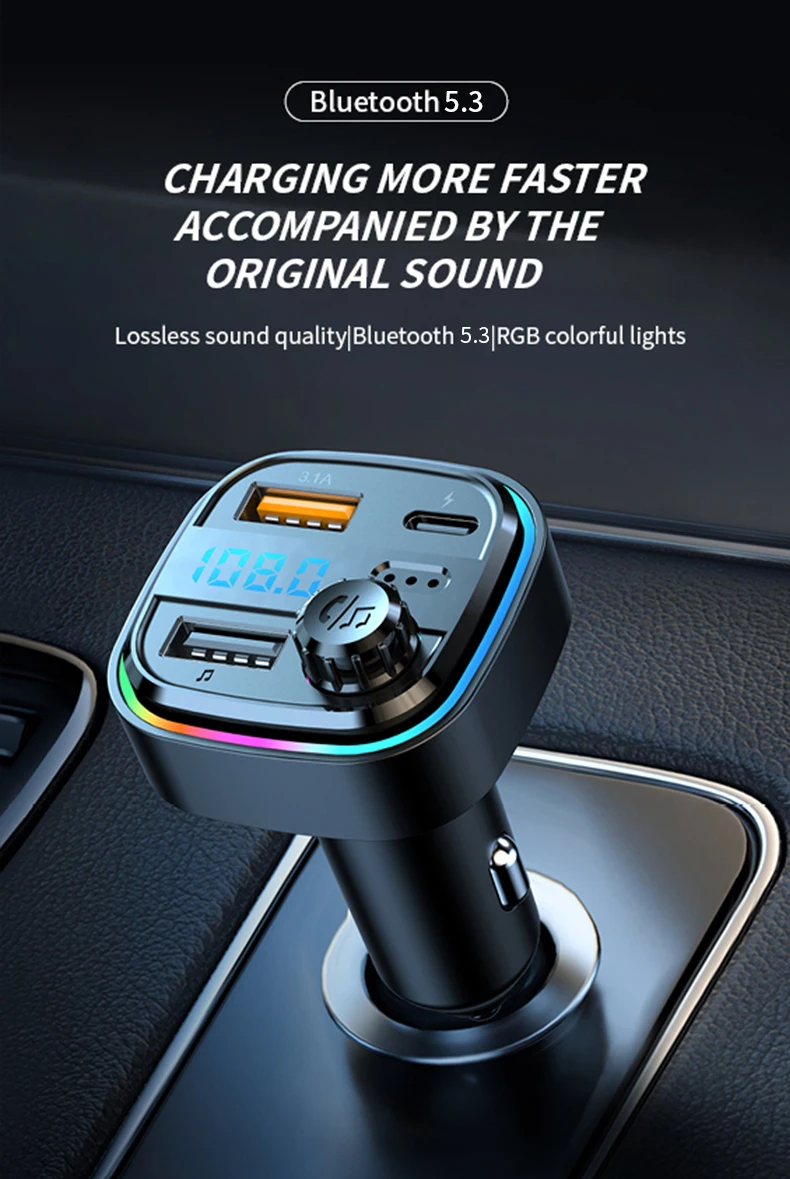 Wireless Car Kit Fm Transmitter Fast Charging Mp3 Car Player Dual USB Car Charger For All Type Mobile Phone Charger