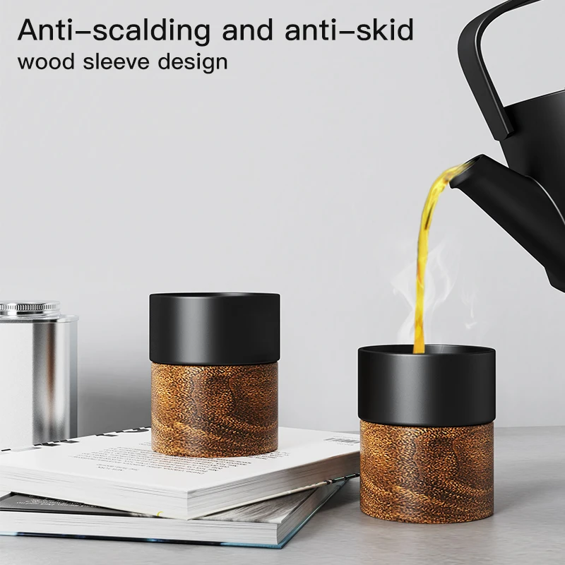 DHPO Custom logo water cup ceramic coffee mug with bamboo bottom Strong magnetic design wooden porcelain mug