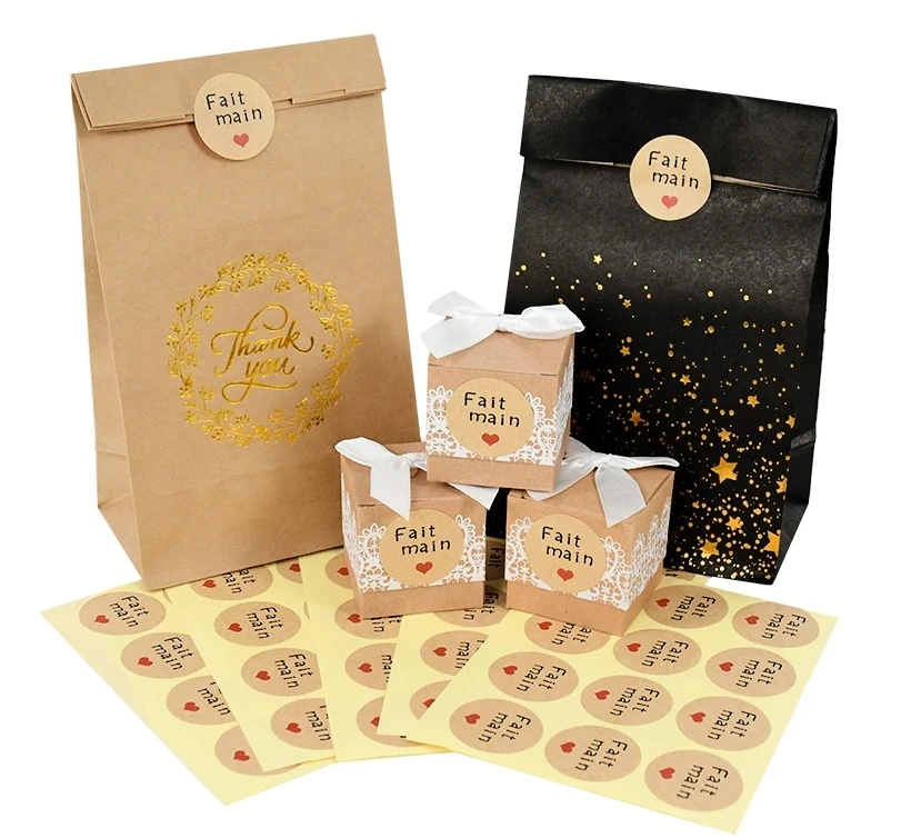 Custom Printed Round Logo Label Sticker Roll Kraft Paper Circle Adhesive Labels