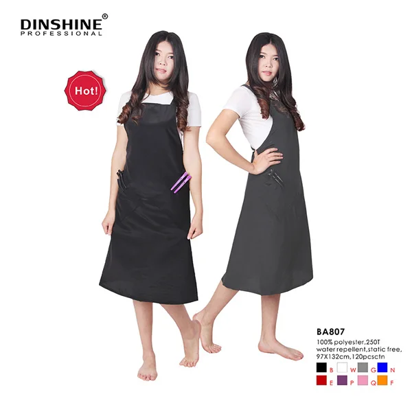 Polyester Waterproof Customized Beauty Hairdresser Apron Work Nail Salon Apron With Tool Pockets