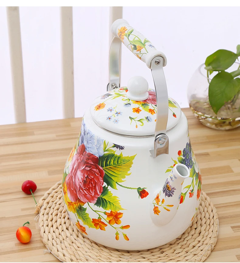 5L Factory Wholesale High quality Russia/Arabia big size tea pot cooking enamel tea kettle home decoration