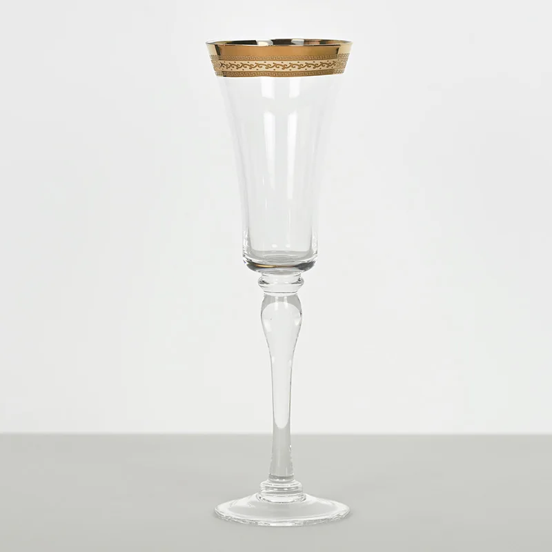 Wedding desktop decoration gold rimmed wine glasses for wedding party water goblet Customized logo for crystal glass wine glass