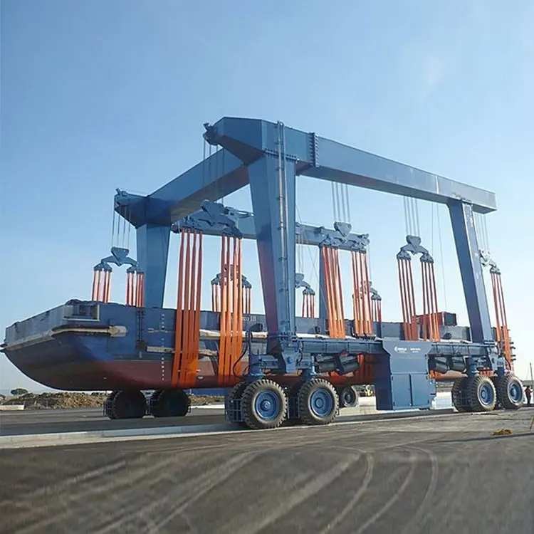 100 200 Ton Hydraulic Boat Lift Hoist Yacht Mobile Rubber Tyre Gantry Crane