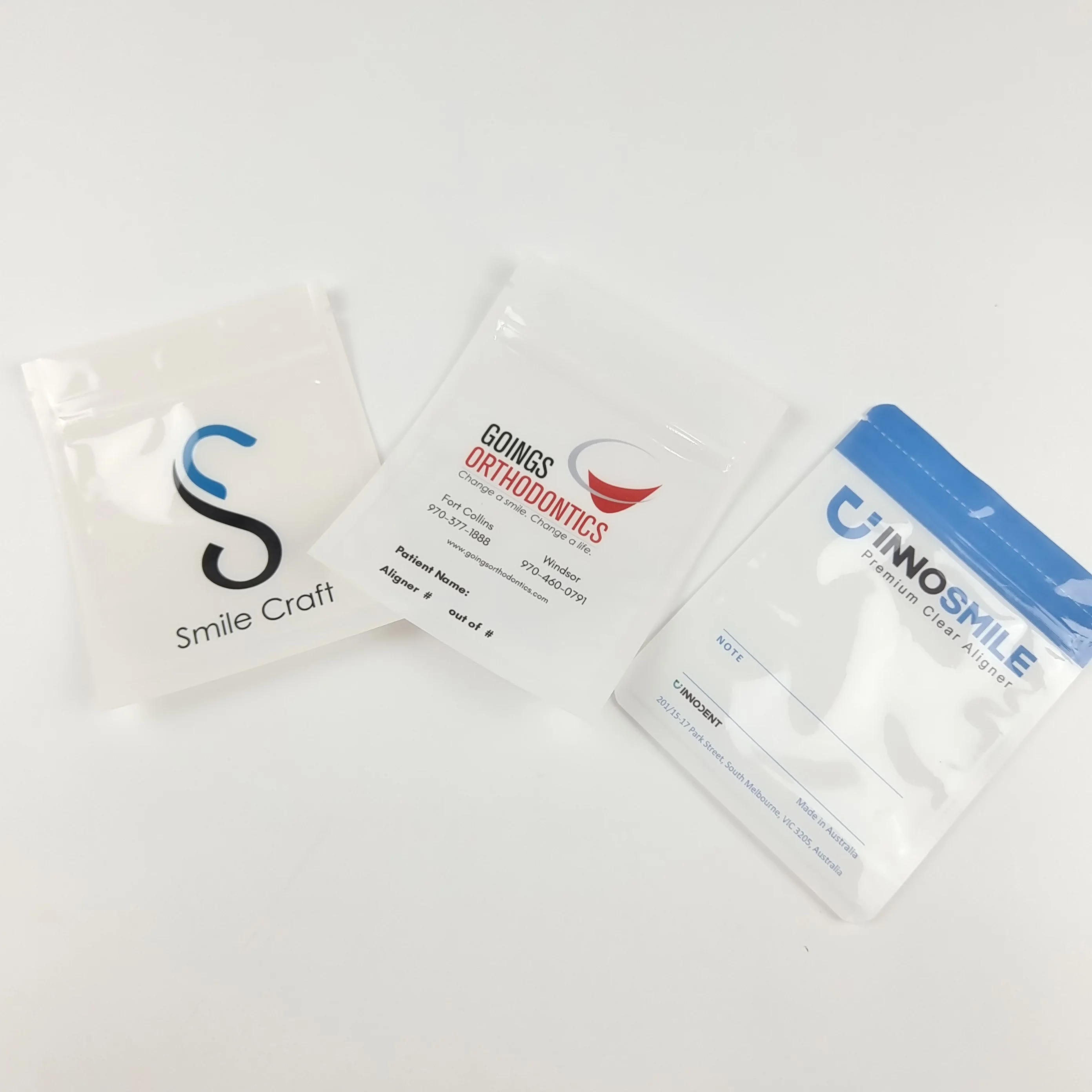 Custom Printing Aligners Bag Clear Dental Packing Zip Lock Heat Sealing Bag Shiny Teeth Whitening Clean Mylar Bags For Aligners
