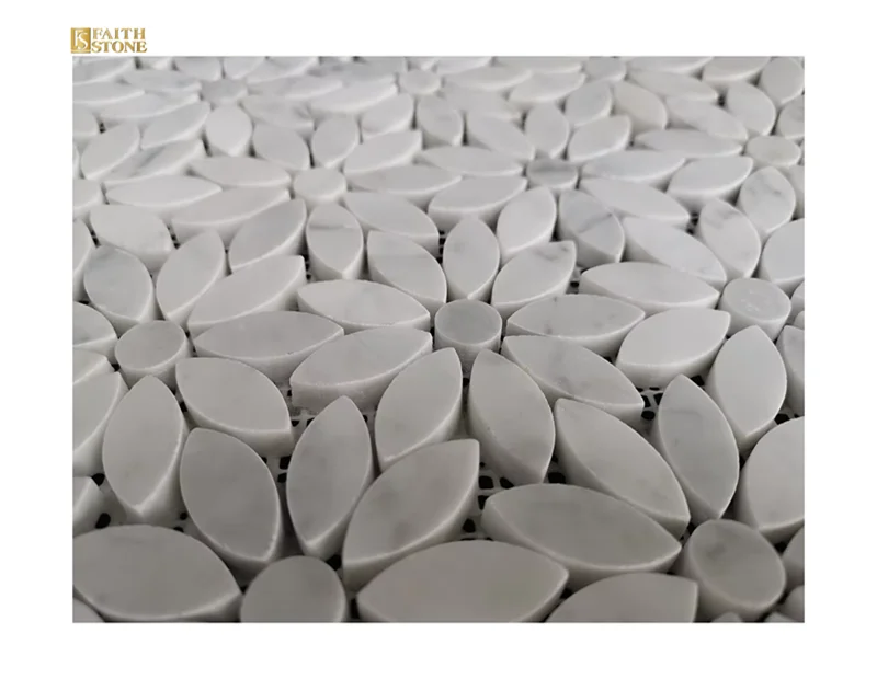 Custom White Flower Marble Mosaic Stone Tile For Bathroom Floor Inlays
