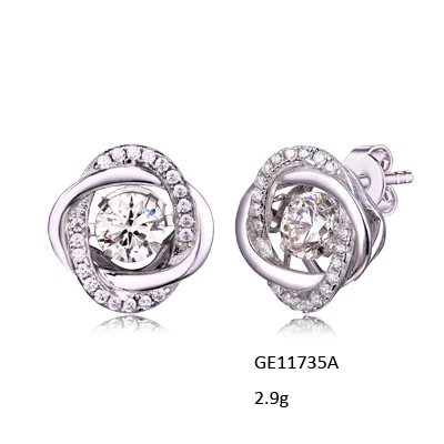 Grace Jewelry Interlocking Dancing Zirconia 925 Silver Ring Earings Bracelet and Necklace Fine Jewelry Jewelry Sets