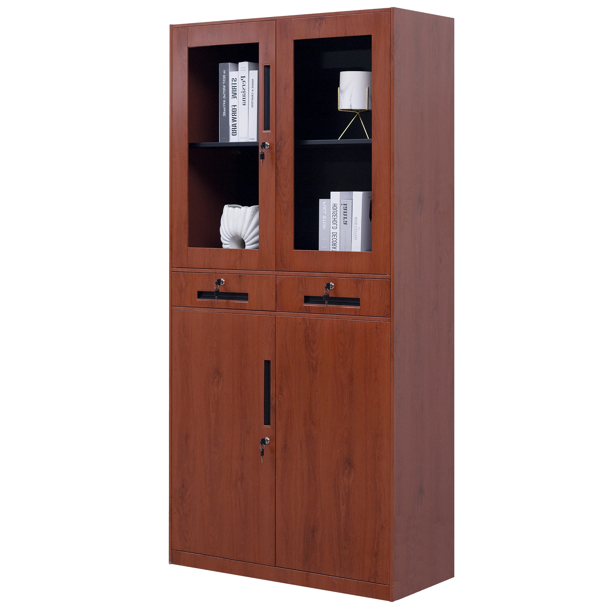 Commercial Office Furniture Steel Office 2 Swing Glass Door Metal File Filing Storage Cabinet