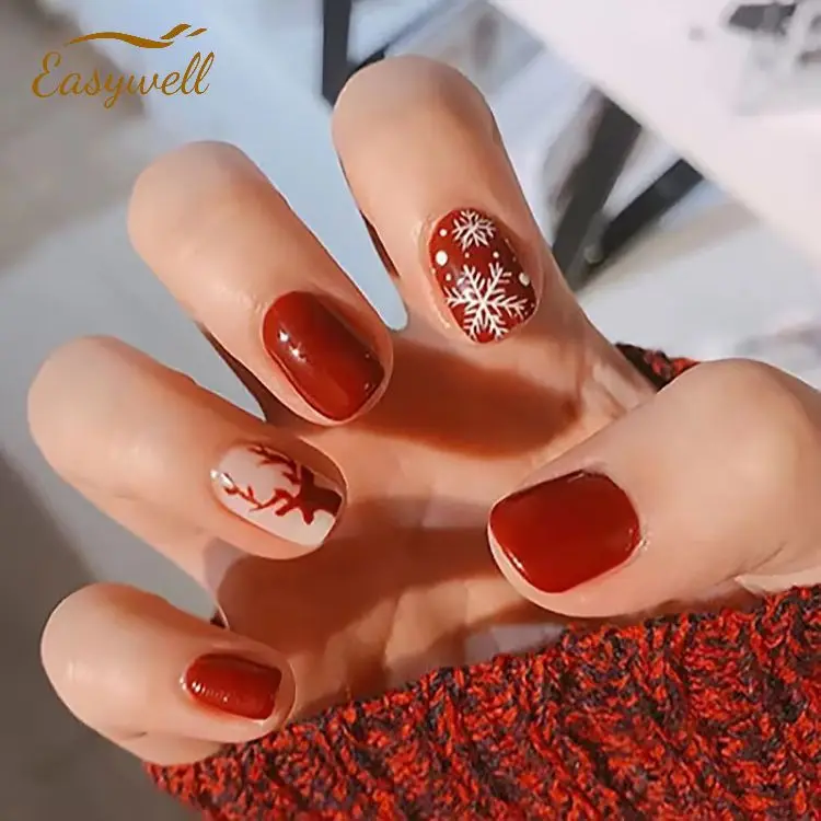Custom Nail Short Square Hand-made Quality French False fake-Nails  press On Nails for wholesale