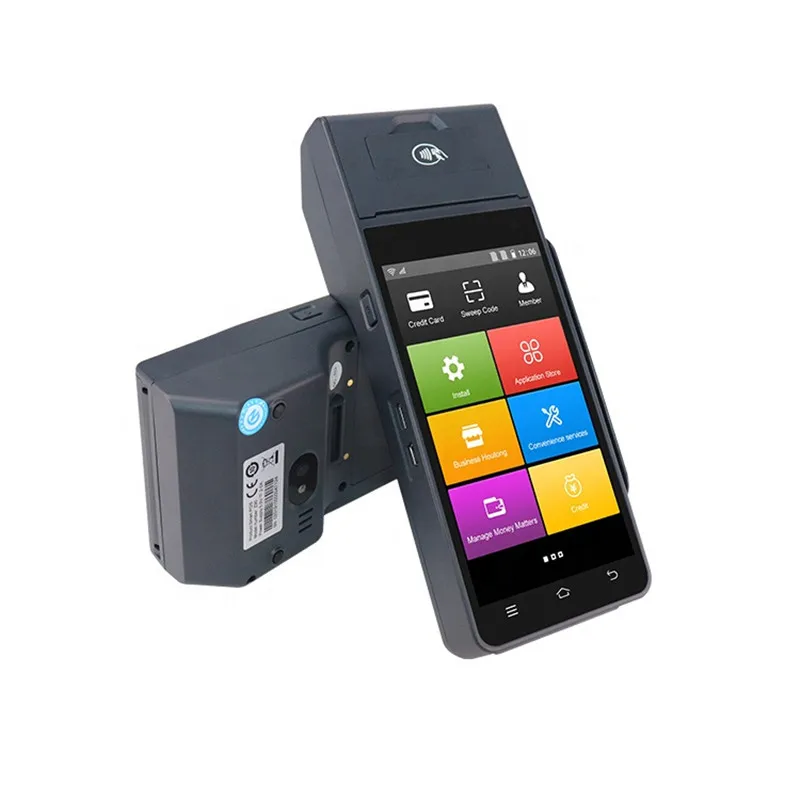 Restaurant 5.0 inch smart barcode cash register android retail touch screen online handheld machine pos system with card reader